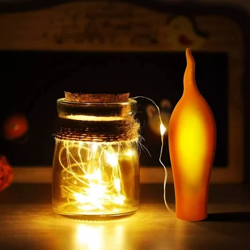 Korok Svetlá pre Fľaše Vína Led Reťazec Svetlá Nepremokavé Rozprávkových Svetiel String Umelé Plameň Lampy, Svadobné, Vianočné Dekorácie