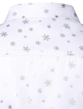 Biele Pánske Vianočné Tričko Snowflake Tlač Košieľka Homme Camisa Sociálne Masculina Dlhý Rukáv Tlačidlo Nadol Pánske Šaty, Košele, Topy