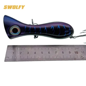 SWOLFY 3ks 3D Oči Popper Rybárske Lure 10 cm 32g Umelé Morské GT Popper Lákať Pevného Rybárske Návnady