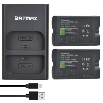 Batmax 6700mAh RV4 Batérie +Duálny Nabíjačka Pre Krúžok Video Zvonček 2,Krúžok Stick Up Cam Solárne Nahradiť V4,Video Zvonček 3 Plus