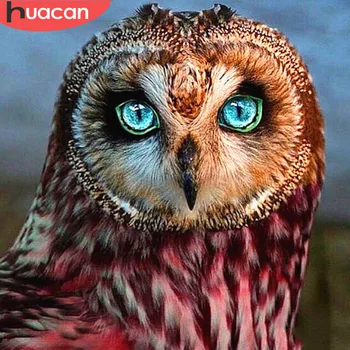 HUACAN Diamond Výšivky Diamond Maľovanie Owl Full Square/Kolo Vŕtať 5d DIY Diamond Mozaiky Zvierat Obraz Drahokamu