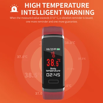 Telesná Teplota T6 Smart Hodinky Srdcového tepu Fitness Náramok fit ženy muži Šport Krokomer Smartwatch Black Bluetooth