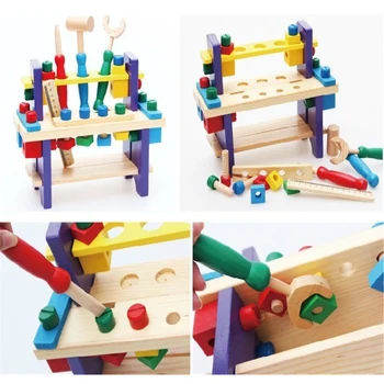 Detský Drevený Workbench Montáž Hračky Batoľa Multi-function Matica Zmes Montessori Vzdelávacích Hračiek pre Deti 3 4 5 Rokov