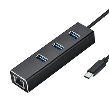 Typ-c 3.0 HUB + Gigabit Hub 3 Porty USB 3.0, Gigabit Ethernet LAN Rj45 Sieťový Adaptér Hub na 1000mbps