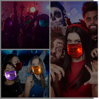 LED Blikajúce Masku S Filtrom Prachu Dôkaz Farebné Vlákna Svetlo Svietiace Svetlo Rave Music Party Maska Halloween Cosplay pleťové Masky