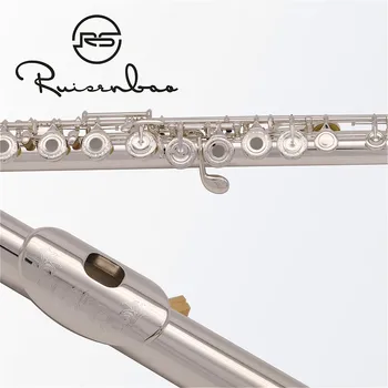 Kvalitné Strieborné pozlátené Flauta francúzsky 17 tlačidlá Otvorené Otvory B Nohy taliansky Podložky S puzdrom