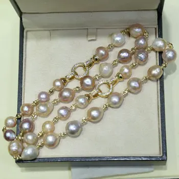 BaroqueOnly Prírodné Sladkovodné Edison Perlový Náhrdelník choker Náramok sveter reťaz drop shape Barokový perlový náhrdelník