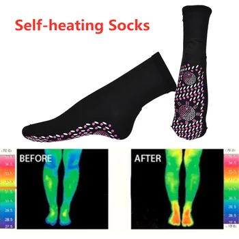 1 Pár Teplých Magnetické Ponožky samovoľne sa zahrievajúce Terapia Ponožky Vysoko Priedušná Elastická bandáž na Koleno Keramický Magnetický Ortézy na Starostlivosť o Nohy