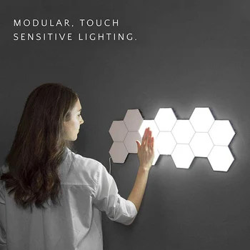 Kreatívne Quantum Spájať lampa led modulárne citlivé na dotyk osvetlenie Šesťhranné svietidlá nočné svetlo magnetické dekorácie na stenu lampara