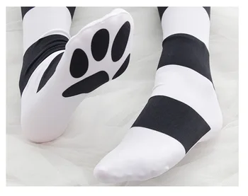 Japonský Lolita Dámske Dlhé Ponožky Kawaii Mačka Packa Tlač Prekladané Stehna Vysoké Ponožky Velvet Nad Kolená Dievčatá Cosplay Pantyhose