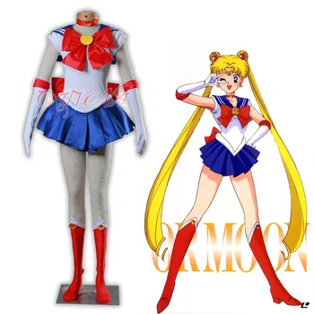 Cafiona Lacné Sailor Moon Tsukino Usagi Princezná Pokoj Cosplay Kostým Krásne Dievčatá Mini Šaty Nastaviť Halloween