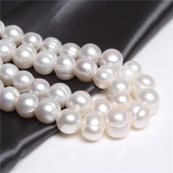 Biela Prírodná Perla 7-10 mm Veľkoobchod Reálne Zemiakov Kolo Pearl Voľné Korálky Pre Ženy DIY Šperky Čo Náhrdelník Náramok 14