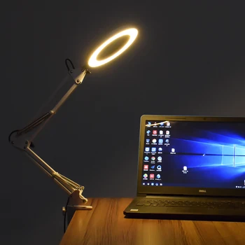 Toolour Biele LED Svetelné Lampy, Lupy Tabuľka Svorka Spájkovanie Tretej Strane pomôckou Čítanie Zváranie 5X zväčšovacie sklo