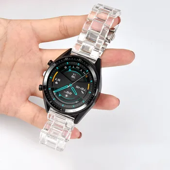 Akryl Transparentný Watchband 20 mm 22 mm pre Samsung Galaxy Sledujte 3 45mm, Aktívny 2 40 mm Remienok Pásmo pre Huawei Sledovať gt 2 Náramky
