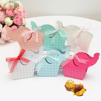 50pcs/veľa Pink White Elephant Candy Okno so Stuhou Laser, Papier, Cukrovinky, Čokoláda Box Svadobné Prospech Baby Sprcha Party Dekorácie