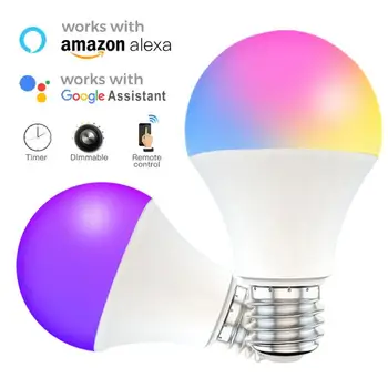 Tuya Smart Žiarovky wifi Bezdrôtové 9W Farba Stlmiť Svetlo E27/B22 RGB LED Žiarovka pracovať s Alexa Domovská stránka Google Smart APP Život