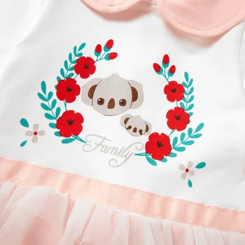 Dievča Remienky Iny Kvet Novorodenca Horolezecké Oblečenie 2021 Jar A na Jeseň Cartoon Ružová Jumpsuit Pre Deti 0-12m Dlhý Rukáv Dojčatá