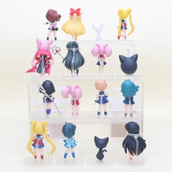 4pcs/set Anime Sailor Moon Údaje Tsukino Usagi Sailor Mars, Jupiter, Merkúr Venuša, Saturn 7 cm PVC Obrázok Zber Model Hračky