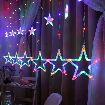 Vianočné Rozprávky Svetlá LED Star Garland String Svetlá na Vianočné Okno Izba Vnútorné Vonkajšie Dekorácie, Svadobné Party Svetlo Lampy