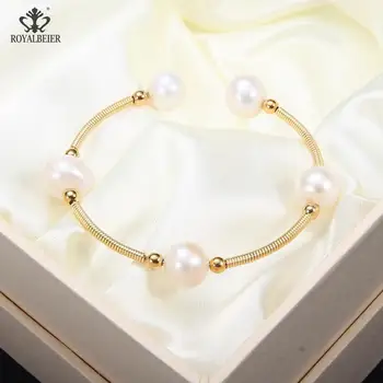 RoyalBeier Skutočné Prírodné Sladkovodné Perly Náramok Nepravidelný Perlový Náramok Krásne Ručne Vyrábané Medené Drôty Šperky