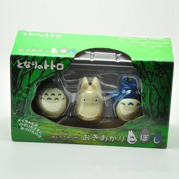 3ks/set Roztomilé Japonské Anime Akcie Obrázok Biela Totoro Tumbler Ver PVC Zberateľskú Model Hračky, Domáce Dekorácie Doll Darček 5~7 cm