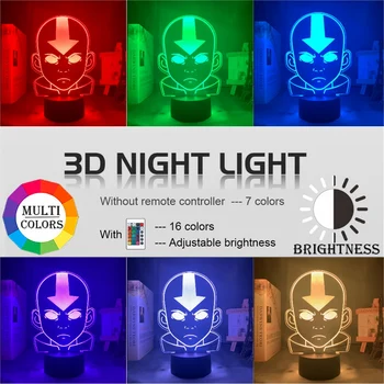 Akryl Led Nočné Svetlo Avatar Posledný Airbender pre Deti Detská Spálňa Decor Nočného Legenda Aang Obrázok Stolná Lampa 3d
