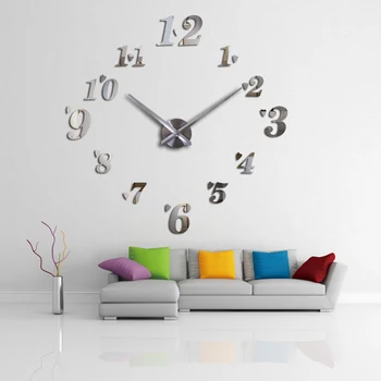 DIY nové módne hodiny hodinky Obývacia Izba Quartz Akryl Zrkadlový efekt domáce dekorácie Moderné Samolepky na Stenu stále života