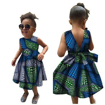 15Color Afriky Šaty pre Dievčatá 2020 Nové Dashiki Tlač, Bohaté Bazin Letné Šaty bez Rukávov Späť Čipky Afrike Módne Oblečenie