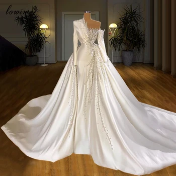 2 Vzory Formálne Biele Svadobné Šaty S Odnímateľnou Sukne Dlhé Rukávy Lištovanie Svadobné Šaty Svadobné Šaty 2020 белое платье
