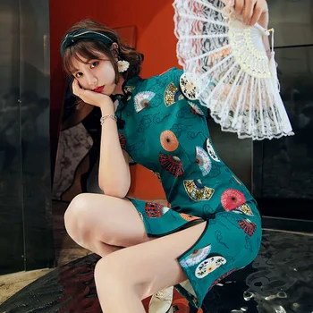 2020 Nové Jar Leto Cheongsam Štíhle Dievča Bežné Cheongsam Šaty Vintage Čínsky Kostým Krátke Šaty