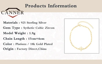CANNER 925 Sterling Silver Európskej Americký Papier Klip Módny Náramok Pre Ženy, Zlatá Farba Náramky Jemné Šperky pulseras