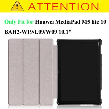Auto Sleep/Wake Kryt na Huawei Mediapad M5 lite 10 Tenké púzdro pre Huawei MediaPad M5 lite 10 BAH2-W19/L09/W09 10.1