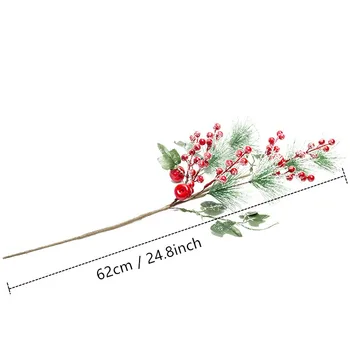 62 Borovica Pobočky Snowflake PE Berry Červené Ovocie, Bobule Umelej Peny Cherry Home Party, Vianočný Strom Veniec Dekorácie