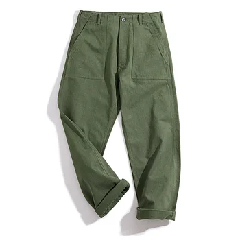 Maden pánske Zelené vojenské Nohavice Nohavice Obdĺžnikový Rovno Bežné Nohavice Retro Vintage Mužov Nový Štýl Bavlna