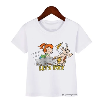 Funny kids t-shirt anime kamienky Bam flintstones cartoon auto chlapec t shirt lete chlapci/dievčatá sú vhodné pre krátke rukávy topy