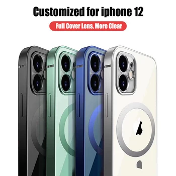 Farebný Akryl Zadný Kryt Magsafe puzdro Pre iPhone 12 Mini Pro Max Podporu Bezdrôtového Nabíjania Drop Ochrany Taška Fundas Coque