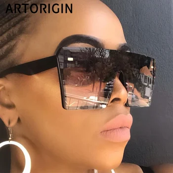 2019 Nadrozmerná Námestie Slnečné Okuliare Ženy Móda Flat Top Gradient Slnečné Okuliare Mužov Bez Obrúčok Veľký Rámik Oculos