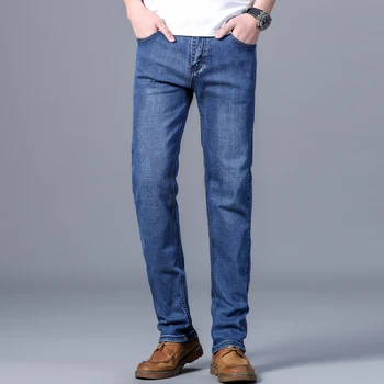 2020 módne modrá malé, rovné nohavice pánske elastické business ležérne džínsy nové voľné rovné nohavice plus veľkosť pánske nohavice SS8660