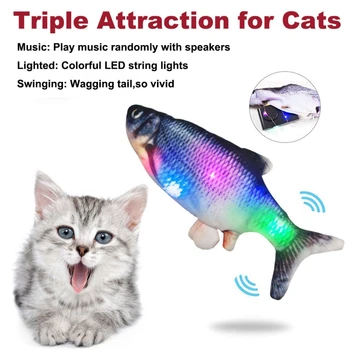 Presúvanie Hudby Ryby Elektrické Hračky Pre Mačky USB Nabíjačka, Interaktívne Mačka Žuť Skus Hračky Catnip Dodávky Mačiatko Ryby Mačka Vrtí Hračka