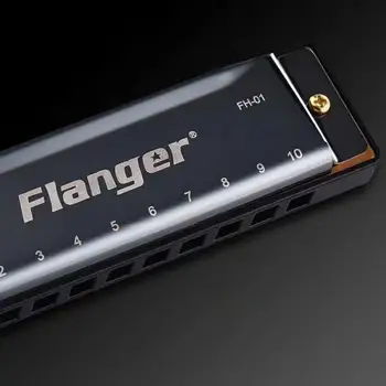 Flanger 10 Otvoru 20 C Tón Diatonic Blues Harmonica Štandardné Úst Tlačidlo Orgán s puzdrom pre Začiatočníkov Profesionálny Hudobný Darček FH-01