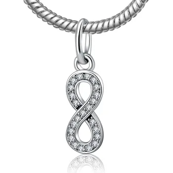 Hot Predaj 925 Sterling Silver Prívesok Perličiek Kúzlo Crystal Visieť Kúzlo Fit Pandora Originálny Náramok Ženy DIY Jemné Šperky, Takže