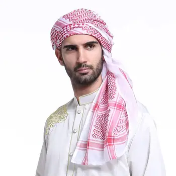 140*140 cm Moslimských Čiapky Mužov Modlitba Klobúk Saudská Arábia Mužov Šatku, šál Islam Turban na hlavu zábaly bavlnená šatka turbante kapoty