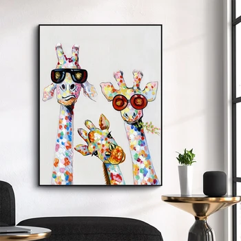 DDHH Wall Art Plátno Tlačiť Zvierat Obrázok Žirafa Rodiny Maľovanie Na Obývacia Izba Domova Bez Rámu