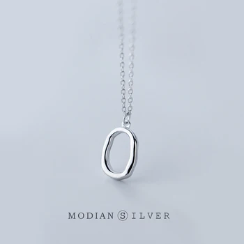 Modian 2020 Nový Príchod 925 Sterling Silver Nepravidelný Geometrické Oválny Prívesok Náhrdelník pre Ženy Japonskom Štýle Jemné Šperky Darček