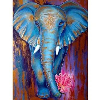 Gatyztory 60×75cmDiy Maľovanie Podľa Čísel Plátno Kreslenie Modrý Slon Zvierat Handpainted Darček Rám umelecké Diela Stenu Decor