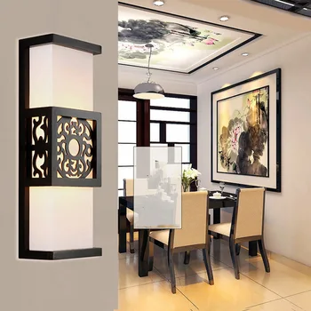 Čínsky klasický starožitné nástenné svietidlo spálňa foyer sconce lampa uličkou chodby, imitácia pergamen