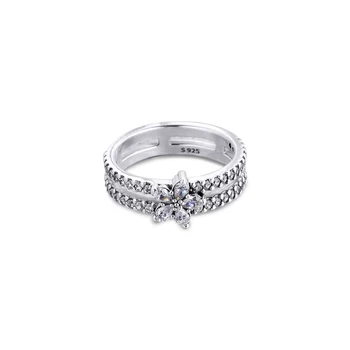 Šumivé Snowflake Krúžok 925 Sterling-Striebro-Šperky, Fashion, DIY Európskej Šperky Pre Ženy Veľkoobchod Žena Darček Krúžky