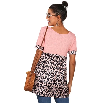 Vintage T Shirt Ženy 2020 Lete tvaru Krátky Rukáv Leopard T-shirt Módne Bežné Streetwear Plus Veľkosť Topy Tee Tričko Femme