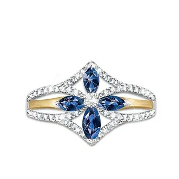 Vintage Módne Šperky 925 Sterling Silver Blue AAAAA Kubický Zirkón Marquise Crystal Strany Žien Svadobné Zapojenie Kapela Krúžok