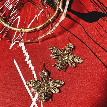 Trend Stereoskopické Drahokamu Bee Náušnice Dlhé Značky Návrhár Luxusných Šperkov Pendientes Vyhlásenie Náušnice Pre Ženy Mujer